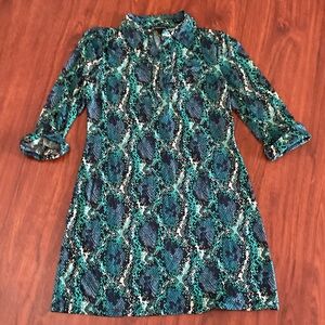 INC International Concepts Teal Snake Print Dress size medium comes with belt